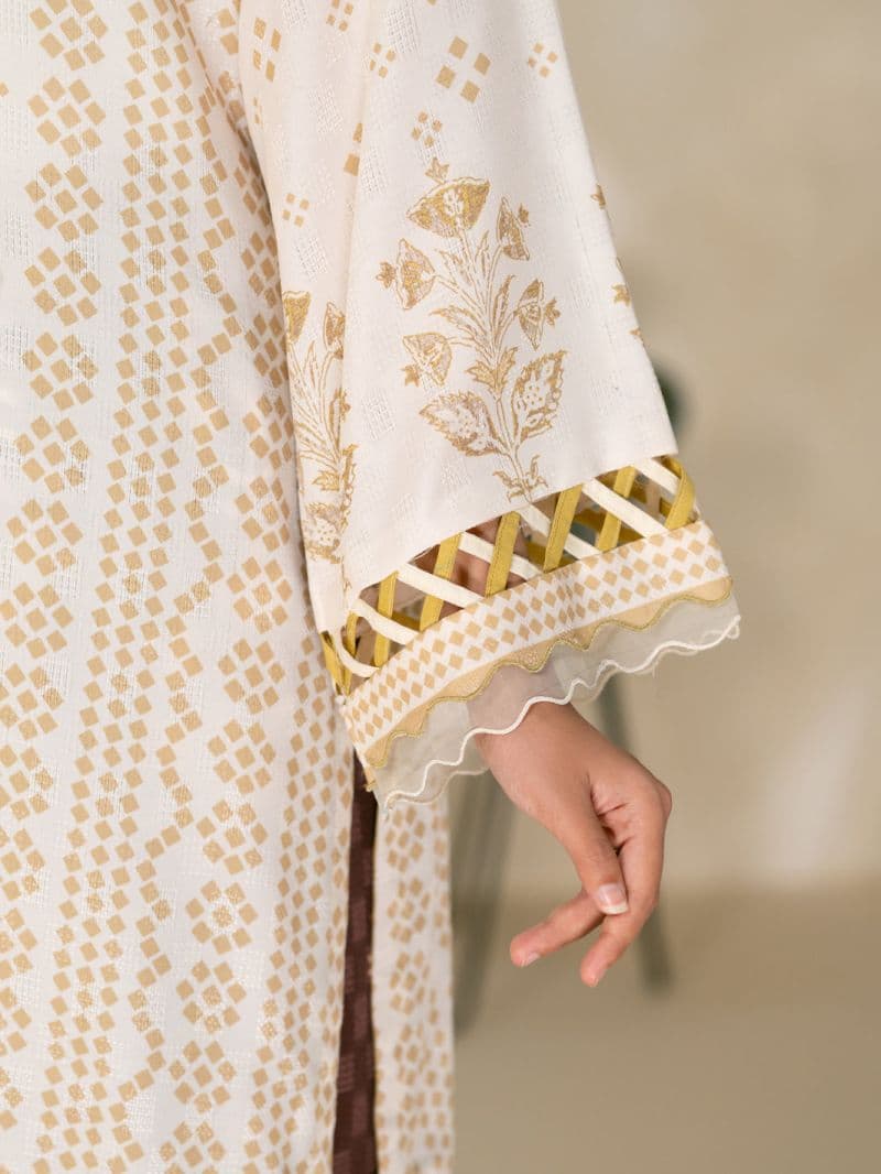 White Swiss Jacquard 3Pc Unstitched