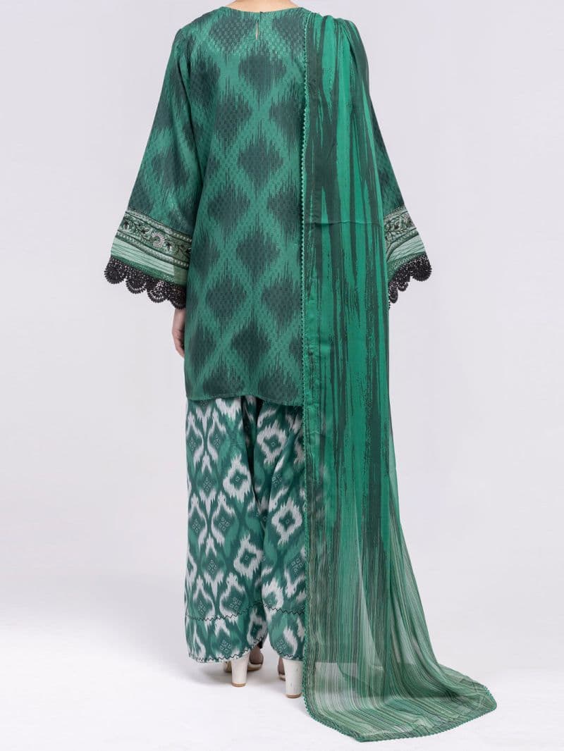 Green Swiss Jacquard 3Pc Unstitched