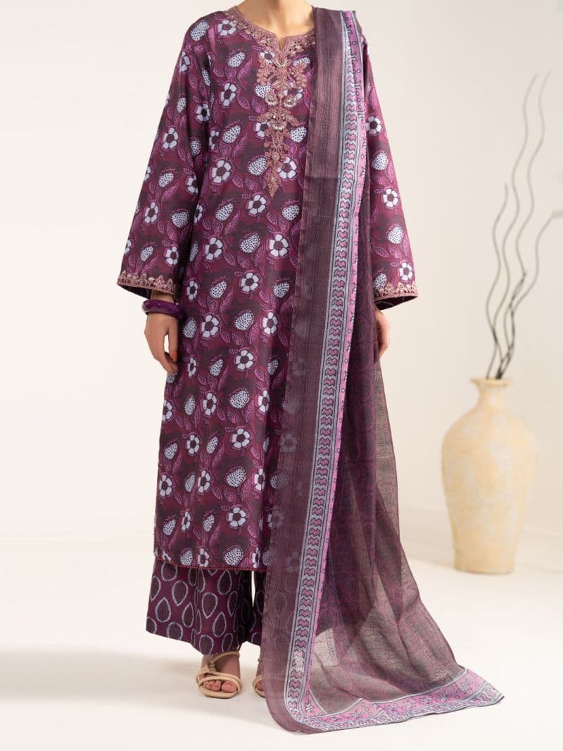 Maroon Silk 3Pc Unstitched thumbnail