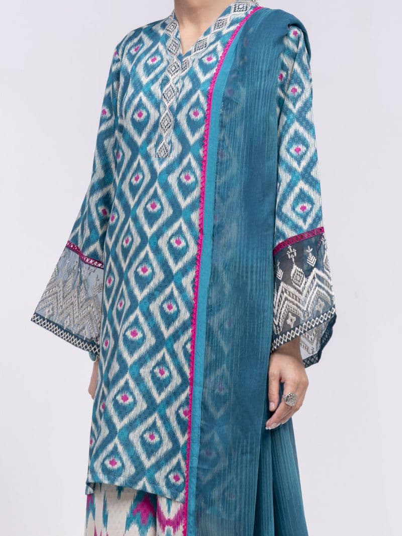 Teal Swiss Jacquard 3Pc Unstitched
