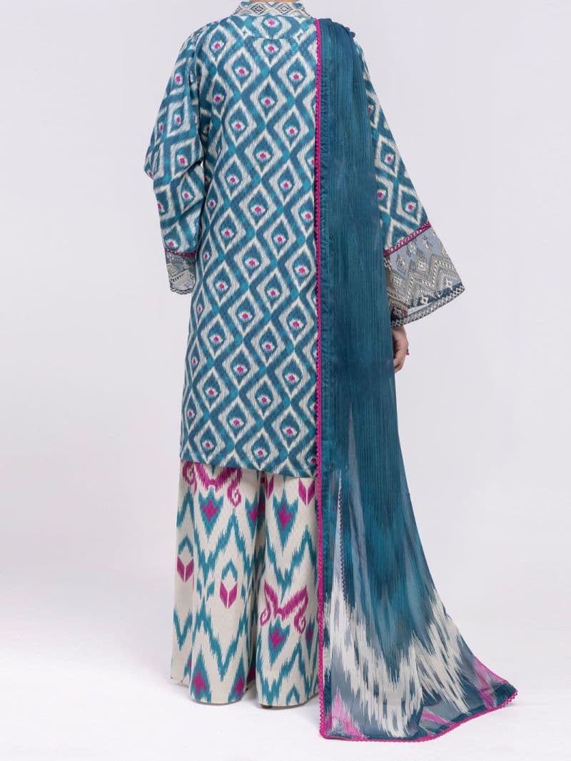 Teal Swiss Jacquard 3Pc Unstitched