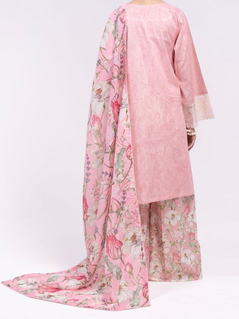Pink Golden Lurex 3Pc Unstitched