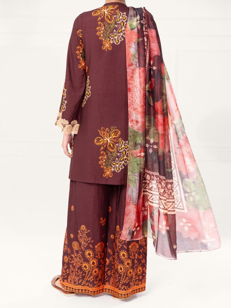 Maroon Viscose Raw Silk 3Pc Unstitched thumbnail
