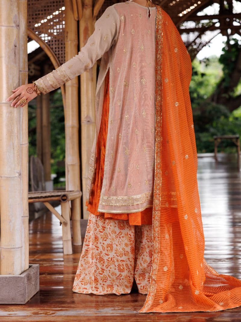 Mustard Cotton Khaddi Net 3 Piece Unstitched thumbnail