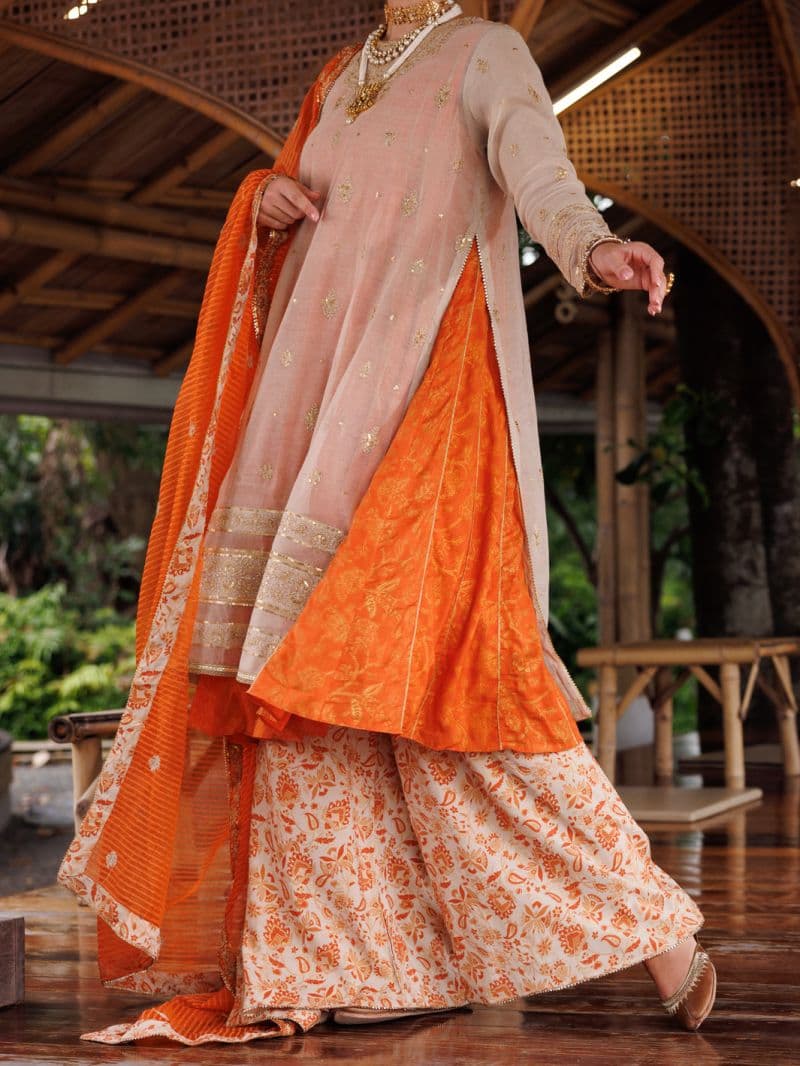 Mustard Cotton Khaddi Net 3 Piece Unstitched thumbnail