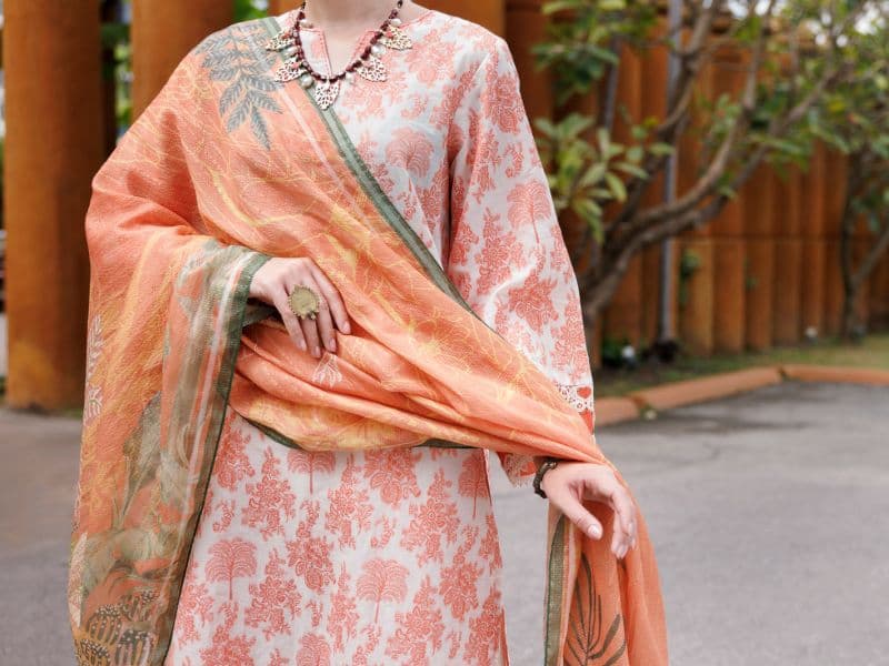 Peach Jacquard 3 Piece Unstitched thumbnail