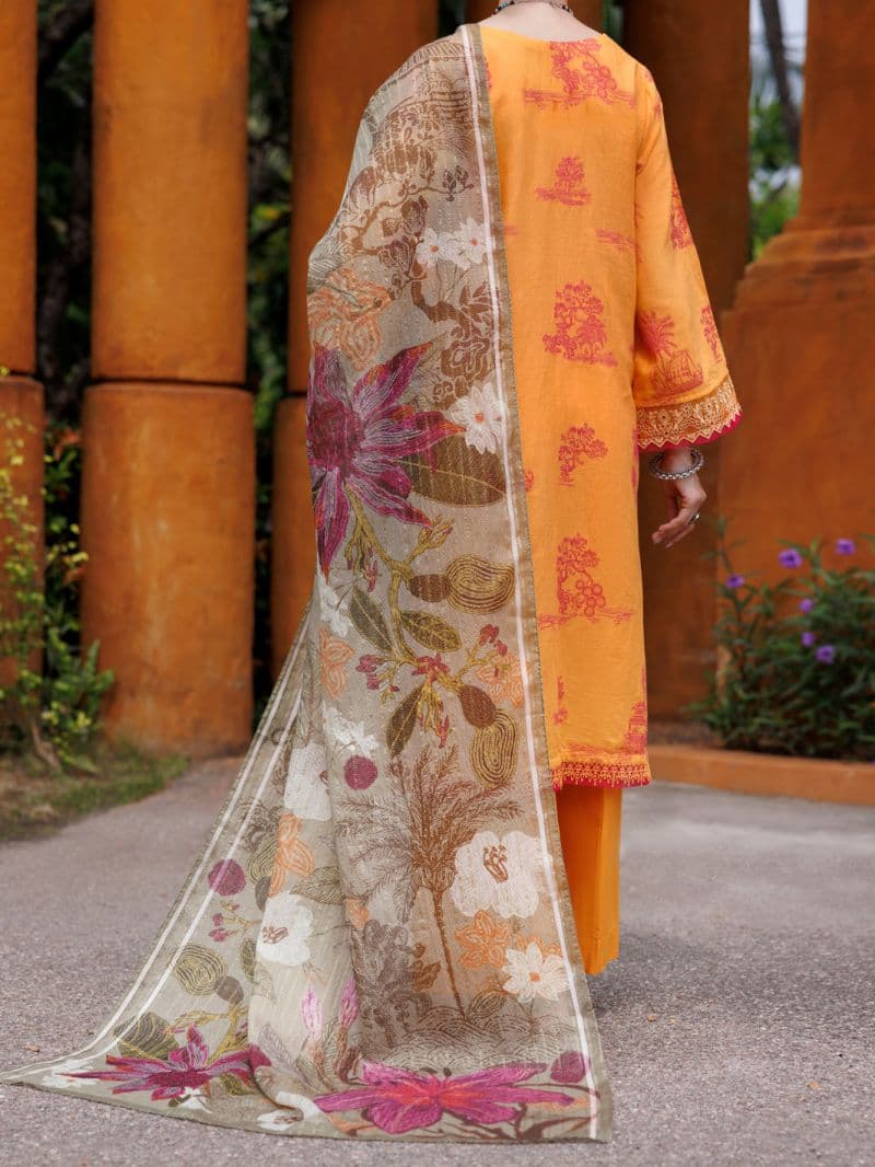 Mustard Jacquard 3 Piece Unstitched