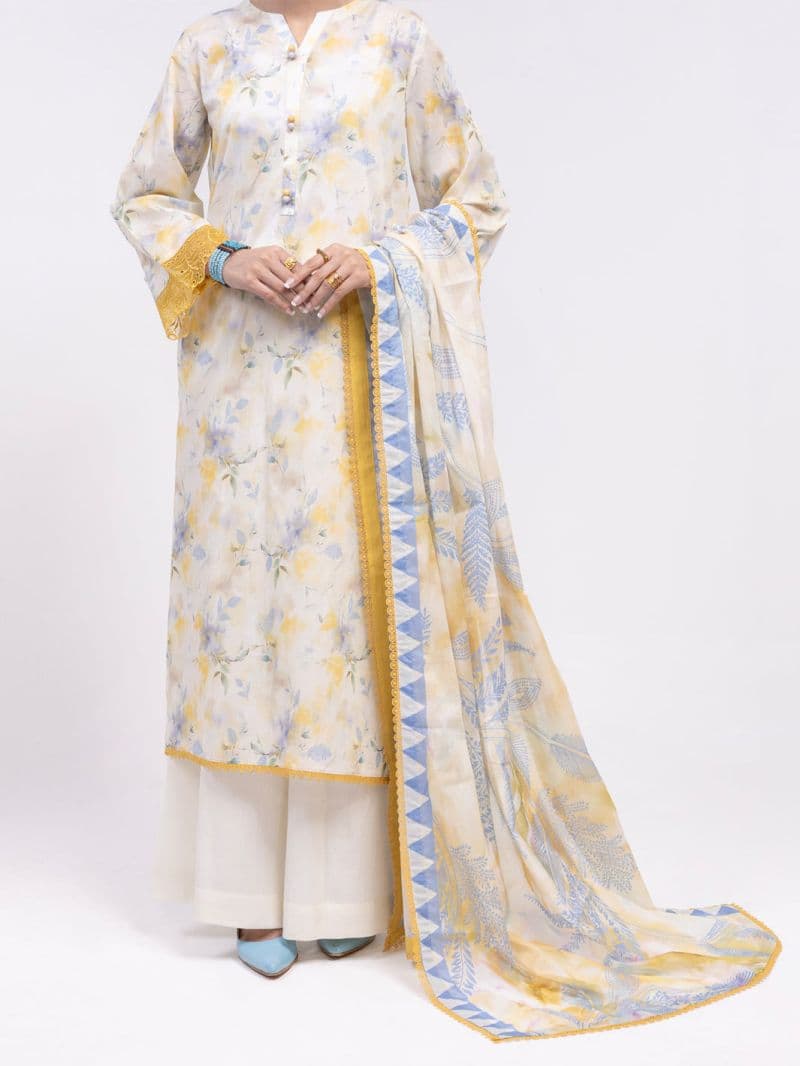 Off White Lawn 2Pc Unstitched