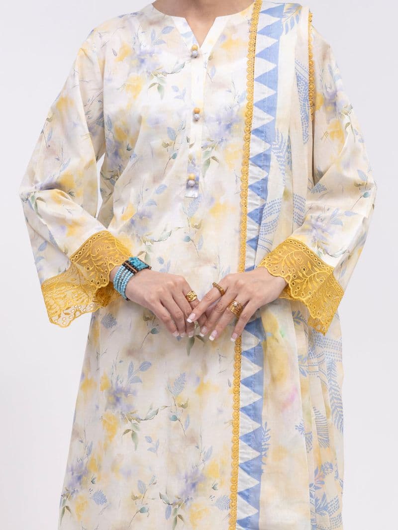 Off White Lawn 2Pc Unstitched