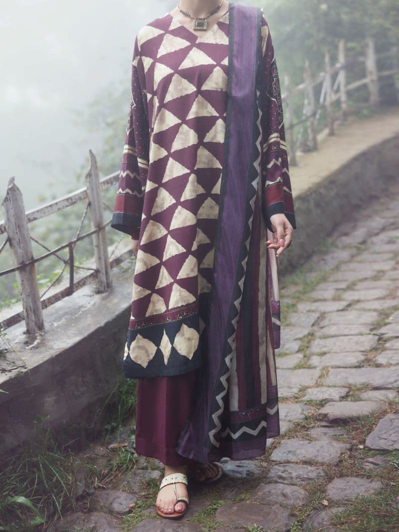 Plum Khaddar 2Pc Unstitched thumbnail