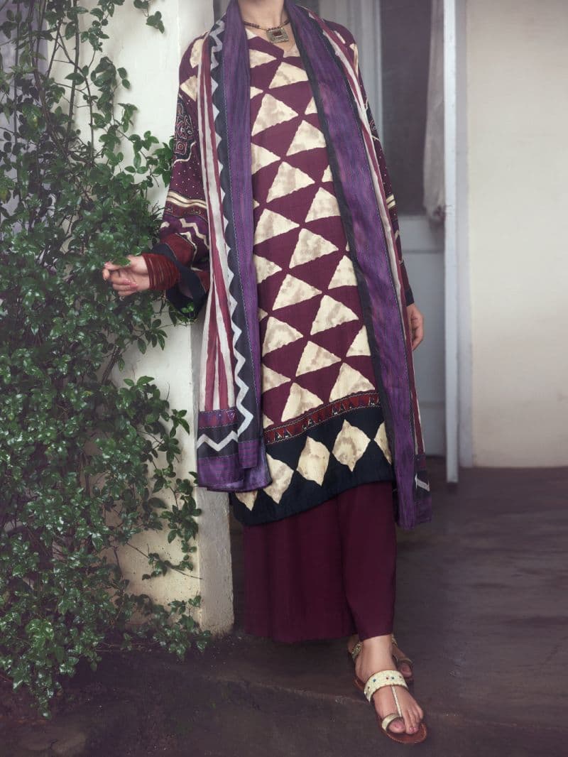 Plum Khaddar 2Pc Unstitched thumbnail