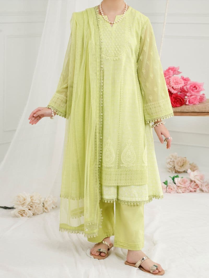 Lime Green Poly Net 3Pc Stitched