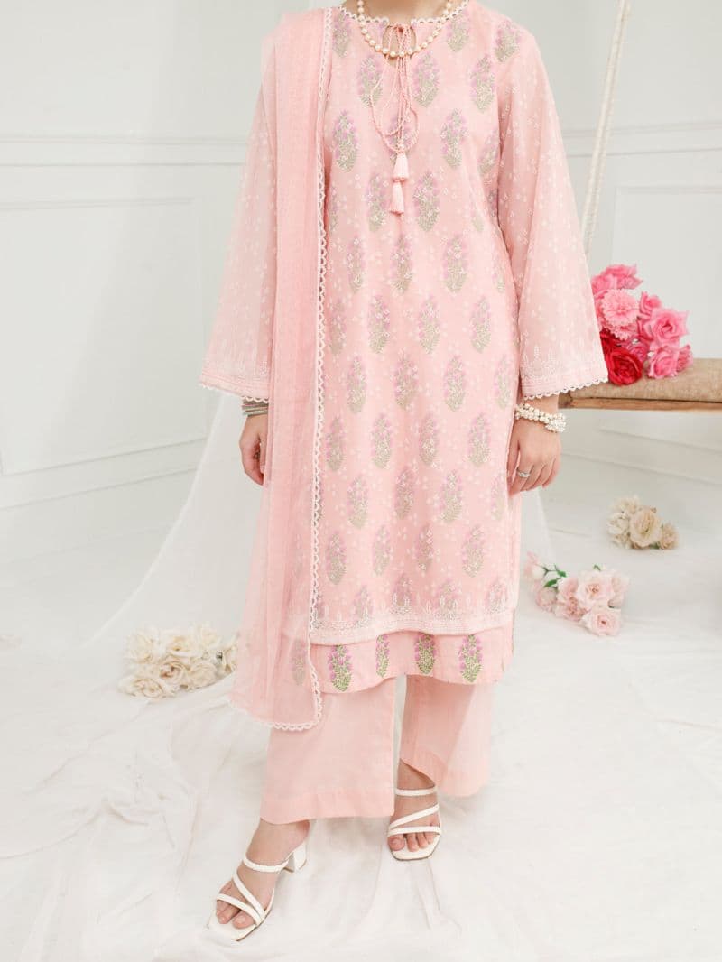 Pink Poly Net 3 Piece Stitched thumbnail