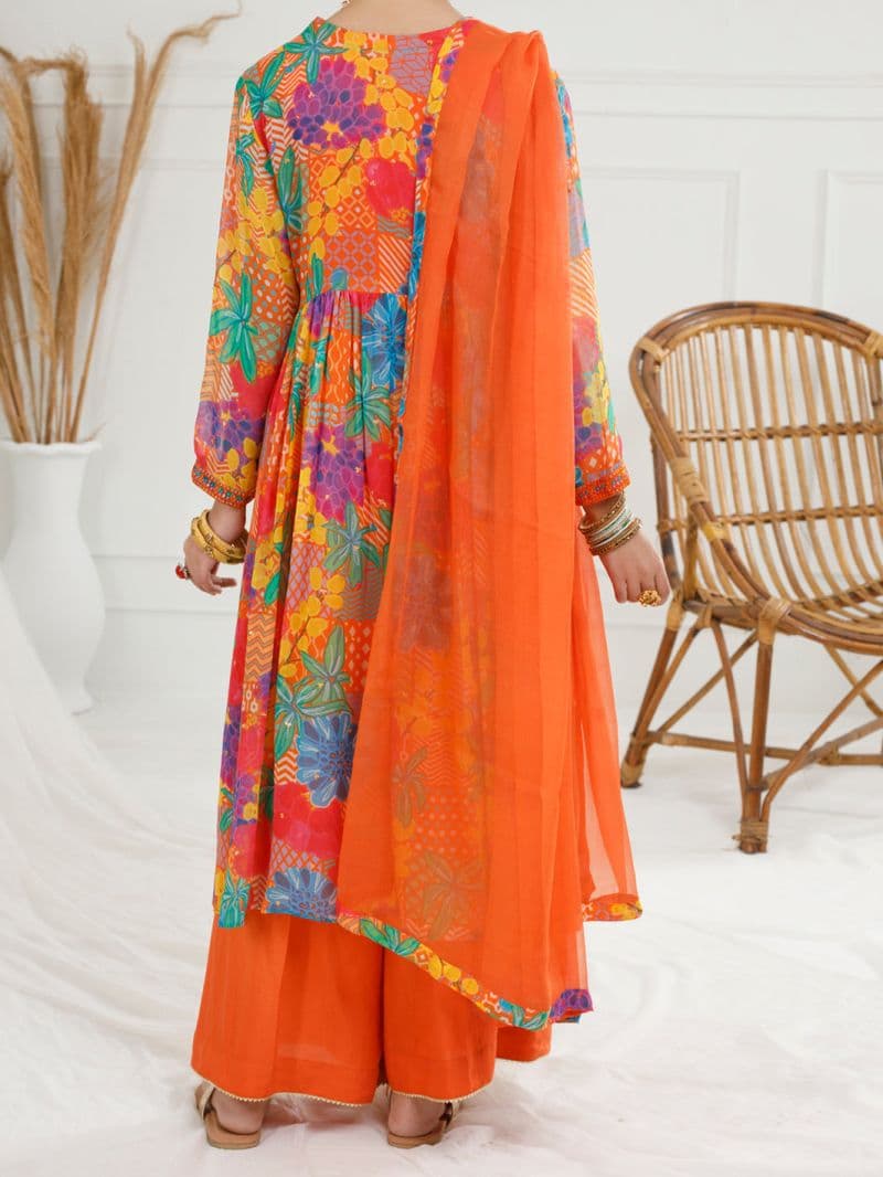 Multicolor Georgette 3 Piece Stitched thumbnail