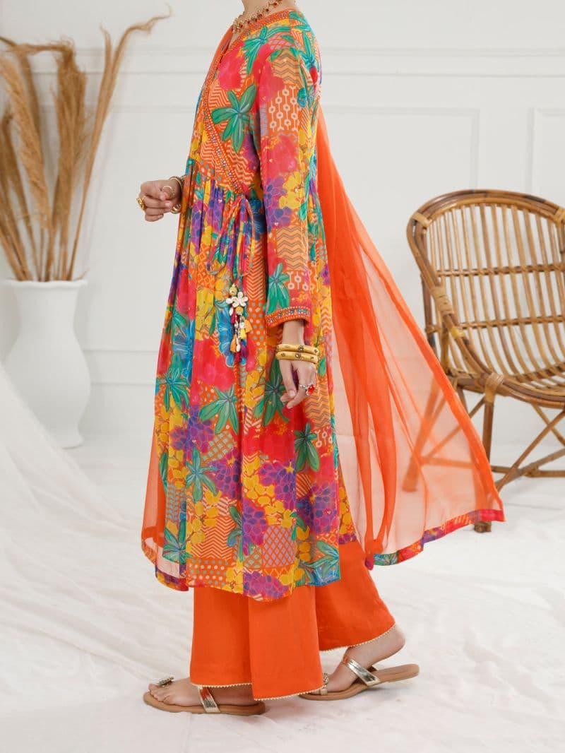 Multicolor Georgette 3 Piece Stitched thumbnail
