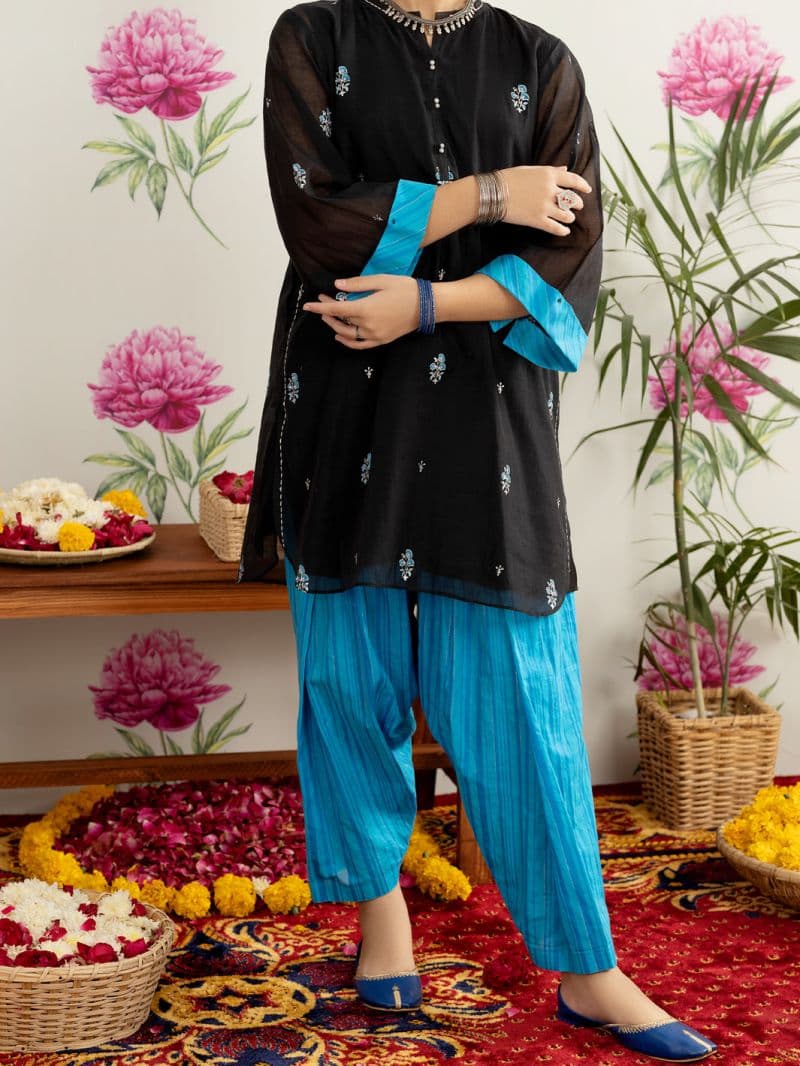 Black Poly Cotton 2 Piece Stitched thumbnail
