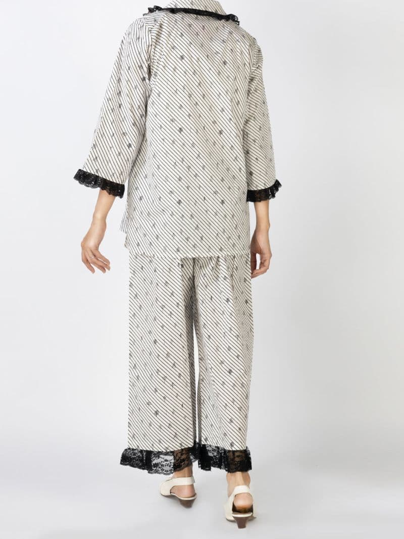 Black & White Cotton 2 Piece Stitched Nightwear thumbnail