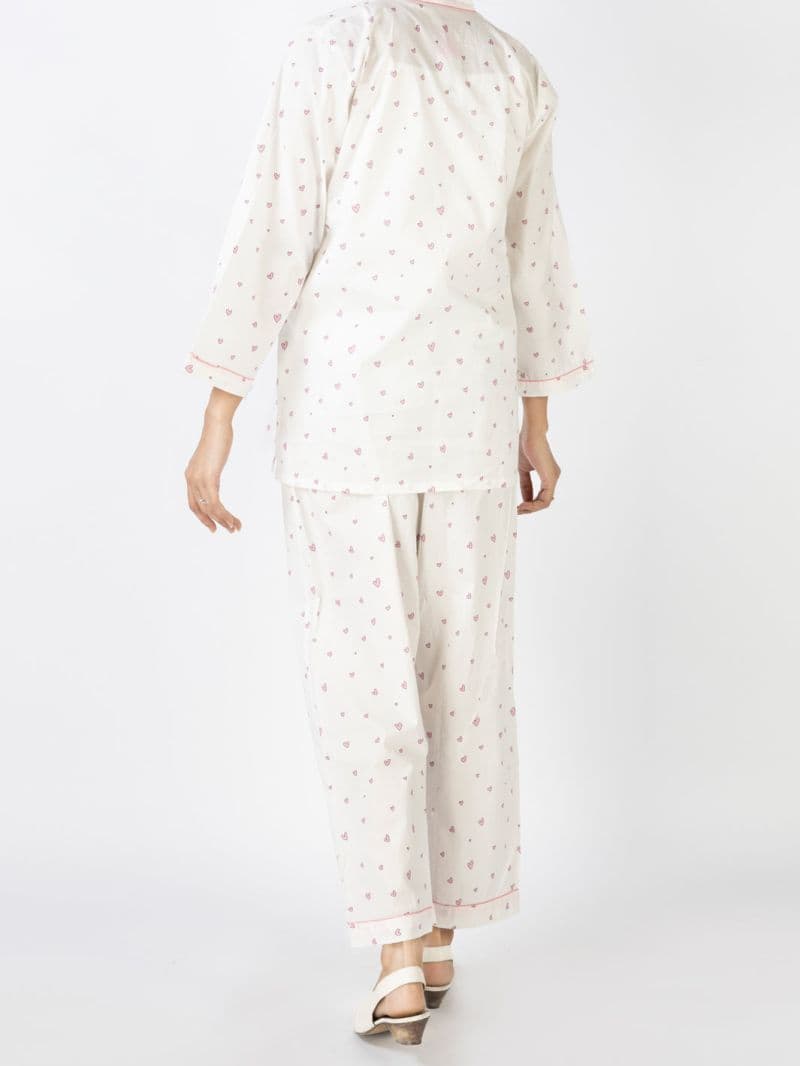White Cotton 2 Piece Stitched Nightwear thumbnail