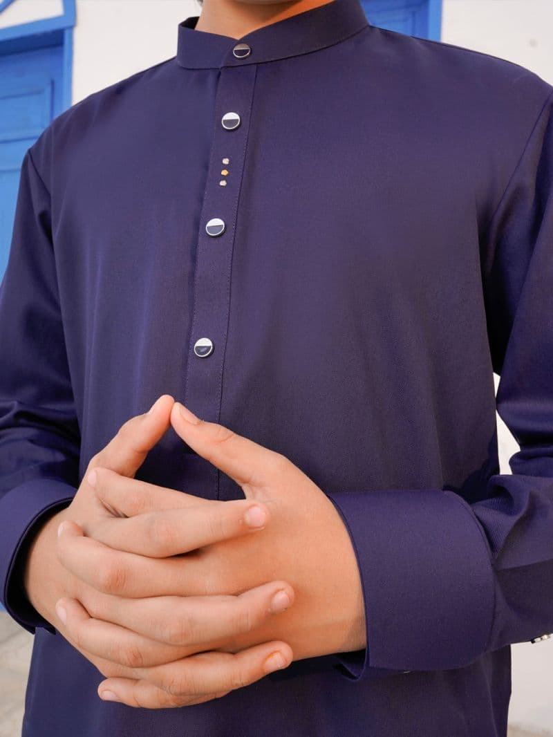 Midnight Blue Blended Kameez Shalwar thumbnail