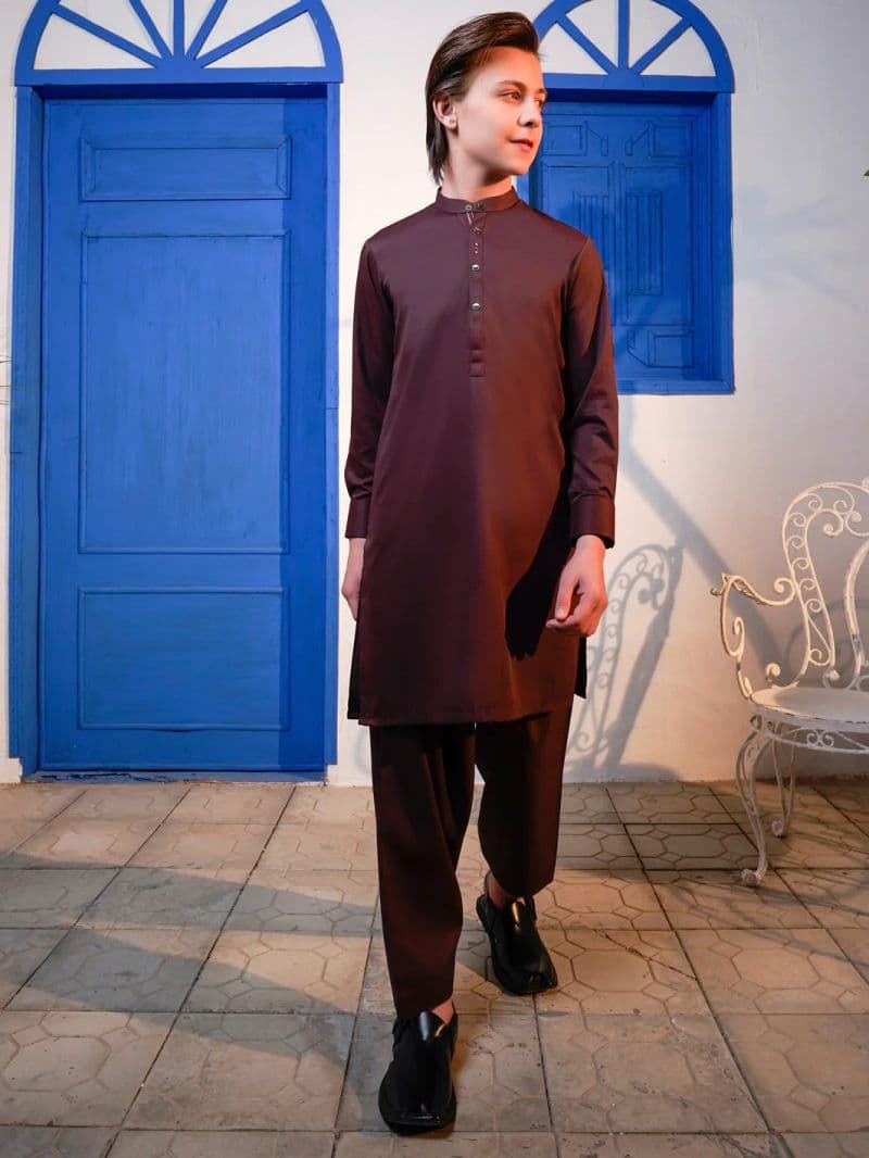Maroon Blended Kameez Shalwar thumbnail