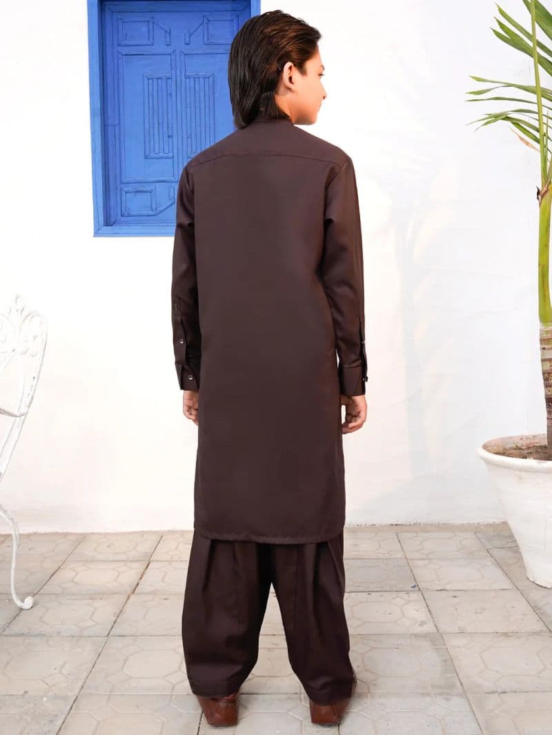 Brown Blended Kameez Shalwar