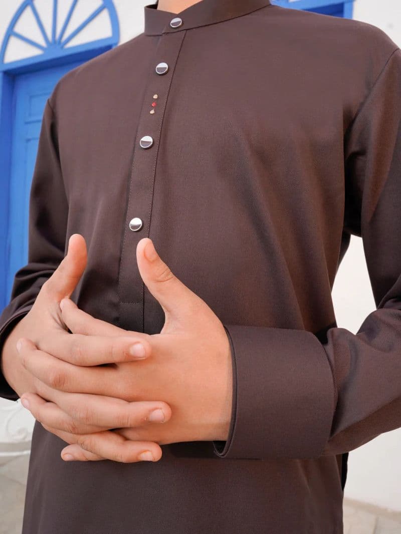 Brown Blended Kameez Shalwar