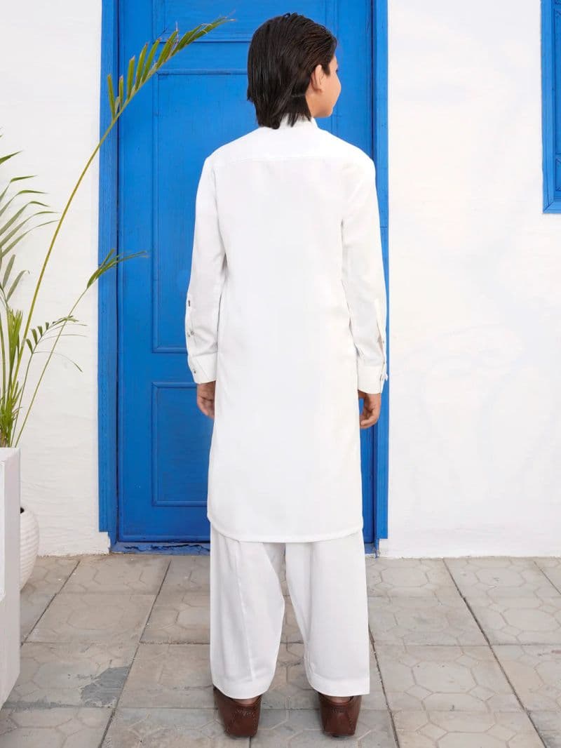 White Blended Kameez Shalwar