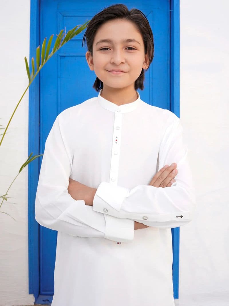 White Blended Kameez Shalwar