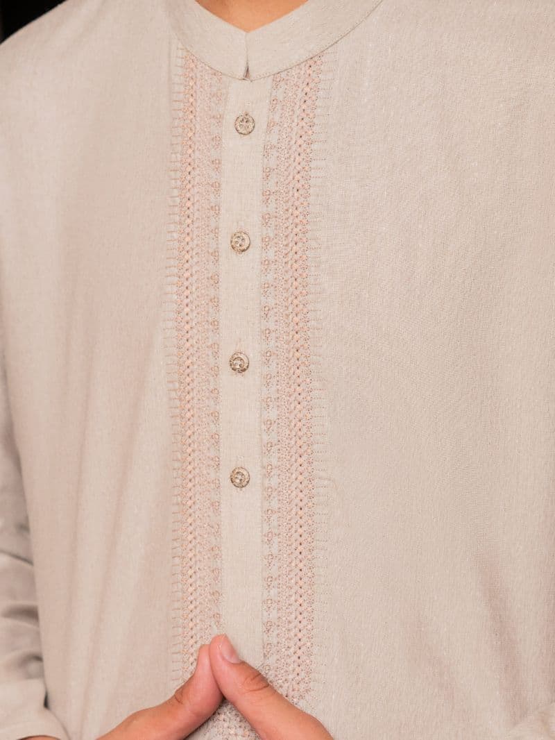 Beige Blended Kurta Trousers thumbnail