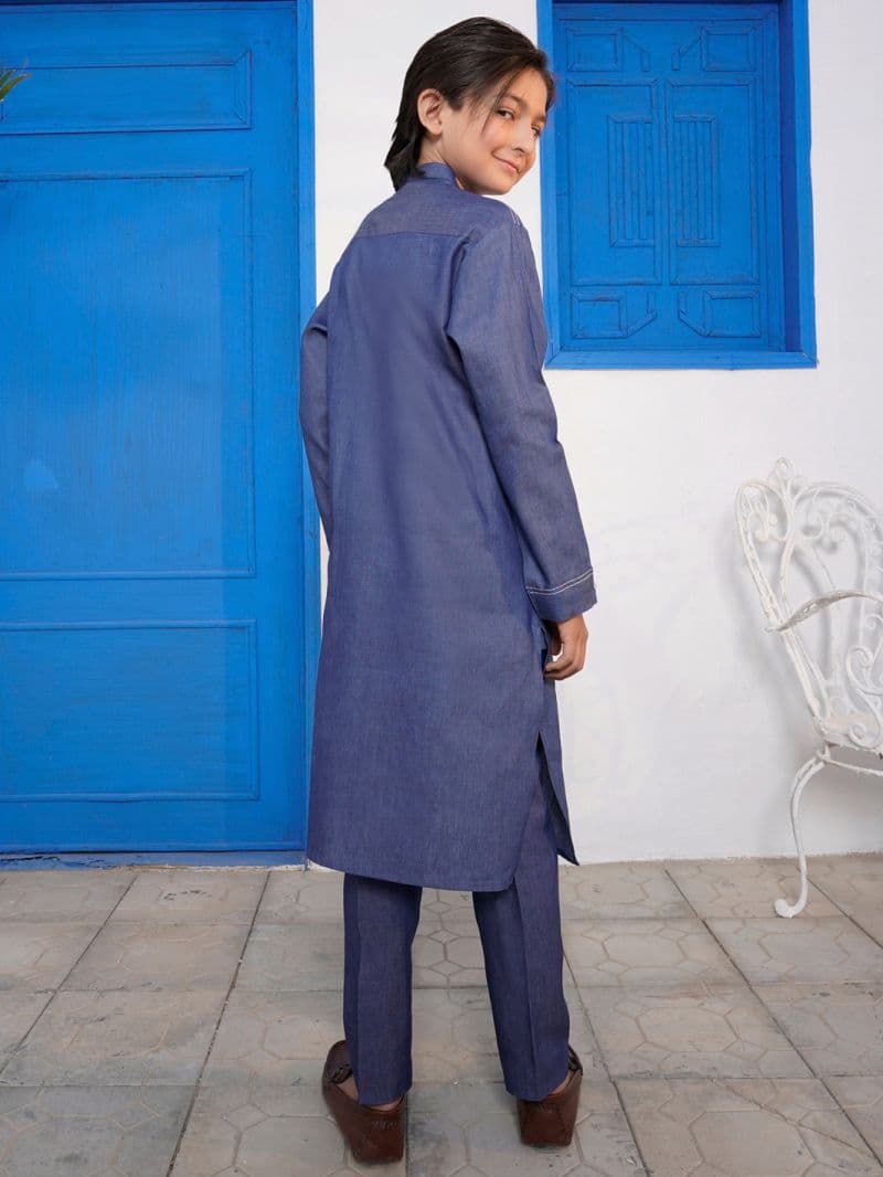 Blue Blended Kurta Trouser thumbnail