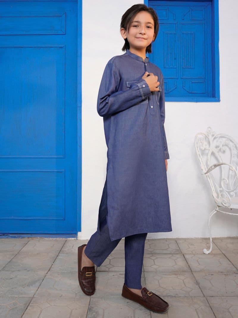 Blue Blended Kurta Trouser thumbnail