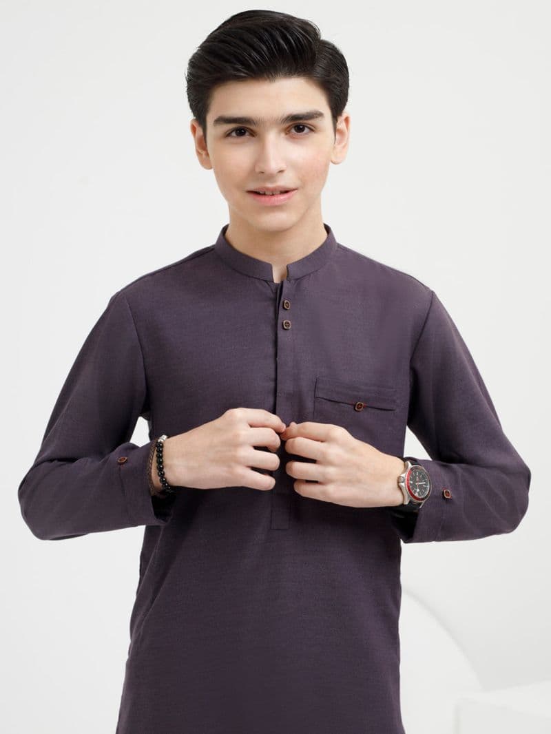 Dark Purple Blended Kurta Trouser thumbnail