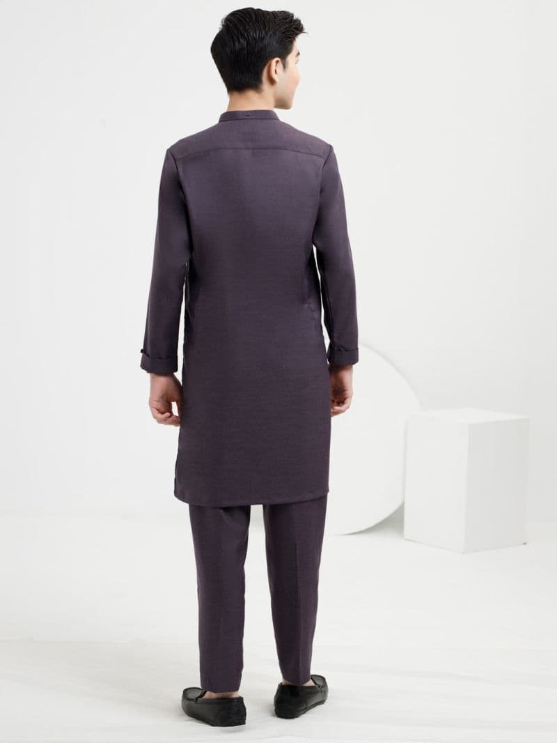 Dark Purple Blended Kurta Trouser thumbnail