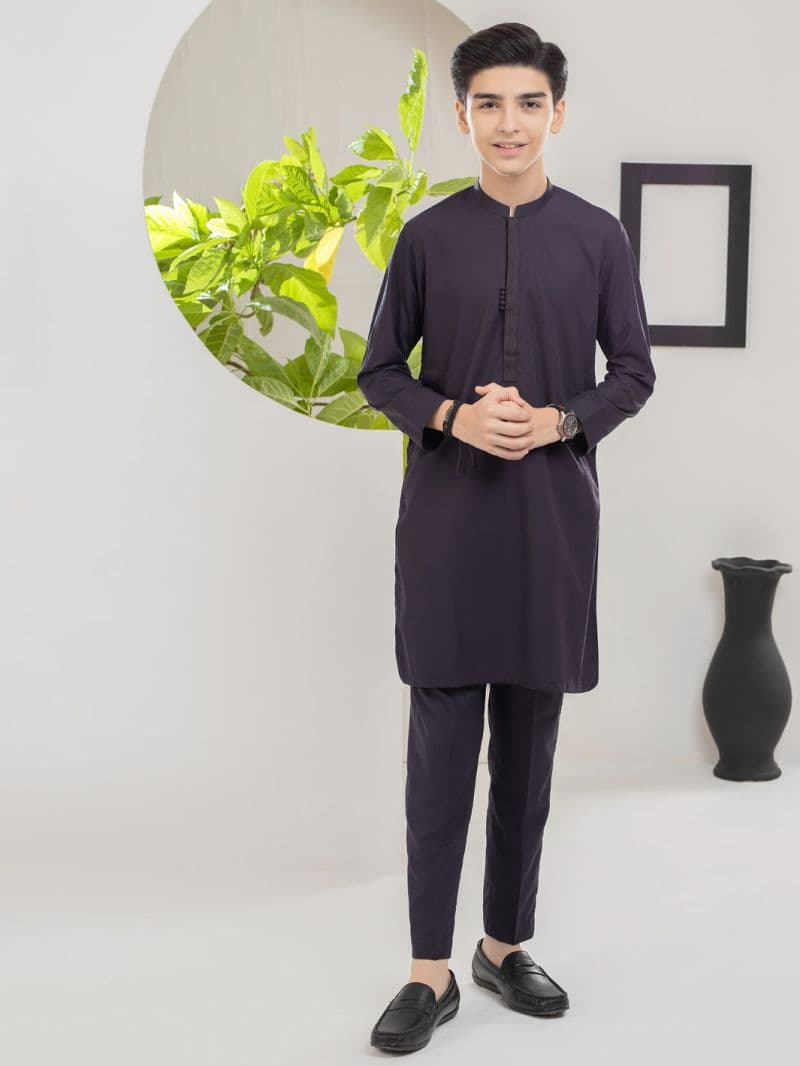 Dark Purple Blended Kurta Trouser thumbnail