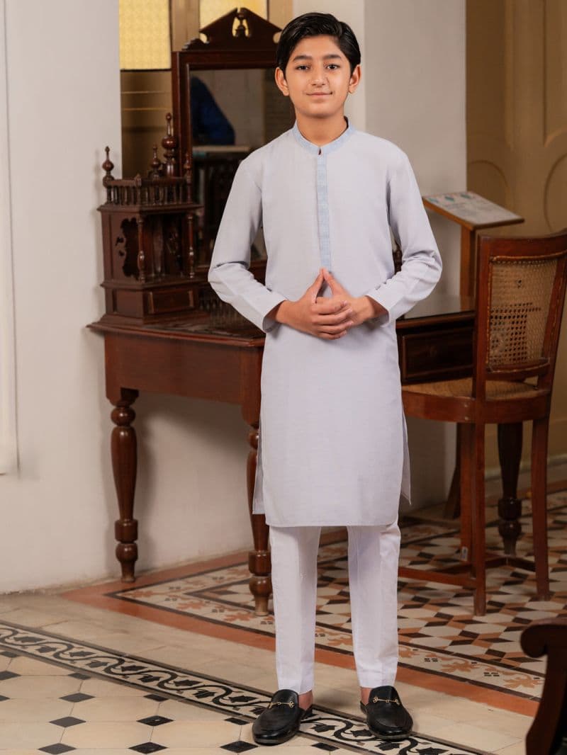 Light Blue Blended Kurta thumbnail