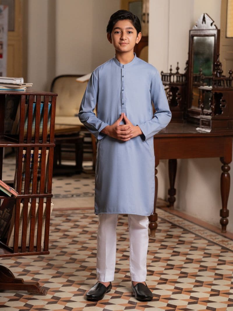Light Blue Blended Kurta thumbnail