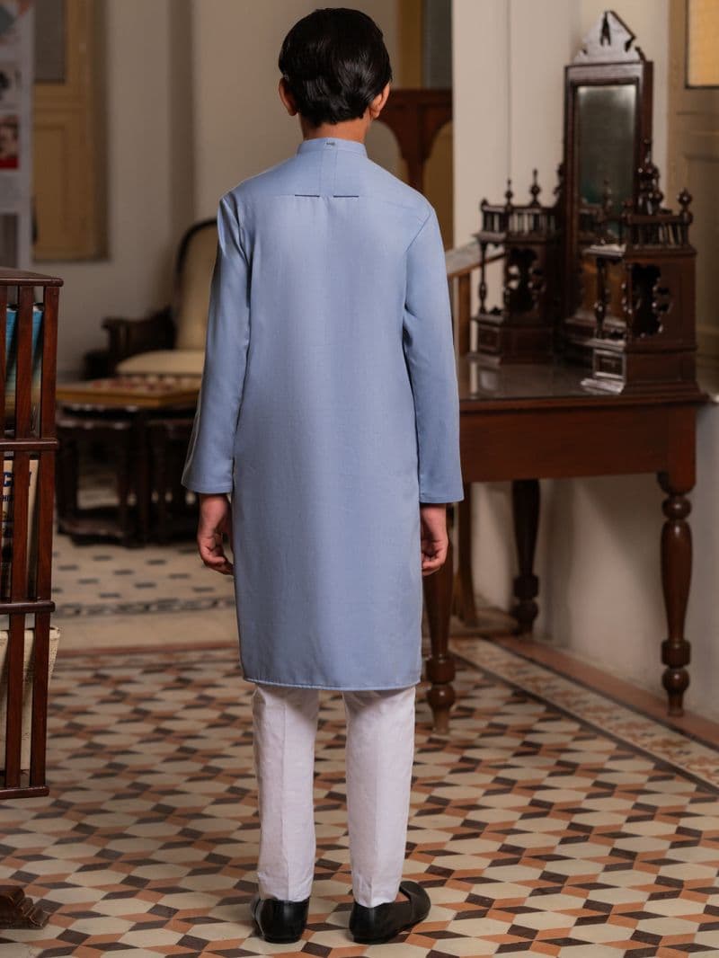 Light Blue Blended Kurta thumbnail