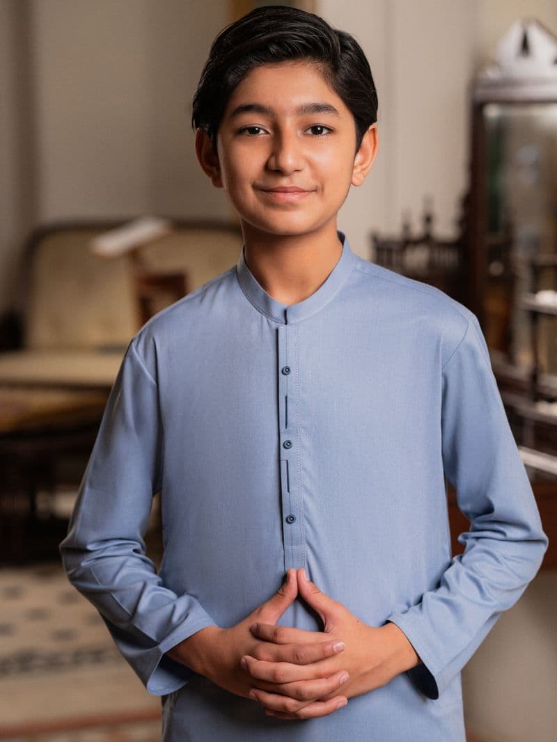 Light Blue Blended Kurta thumbnail