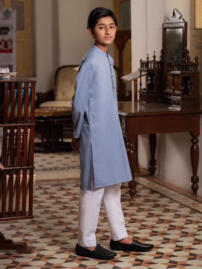 Light Blue Blended Kurta thumbnail