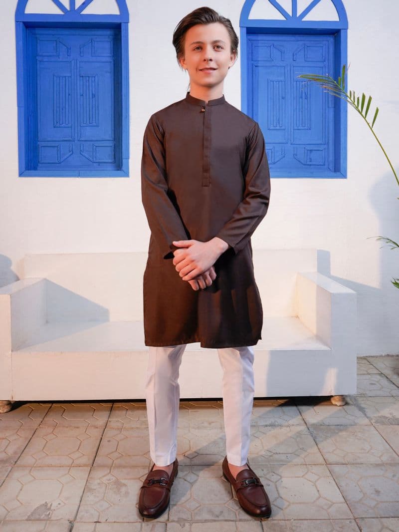 Dark Brown Blended Kurta thumbnail