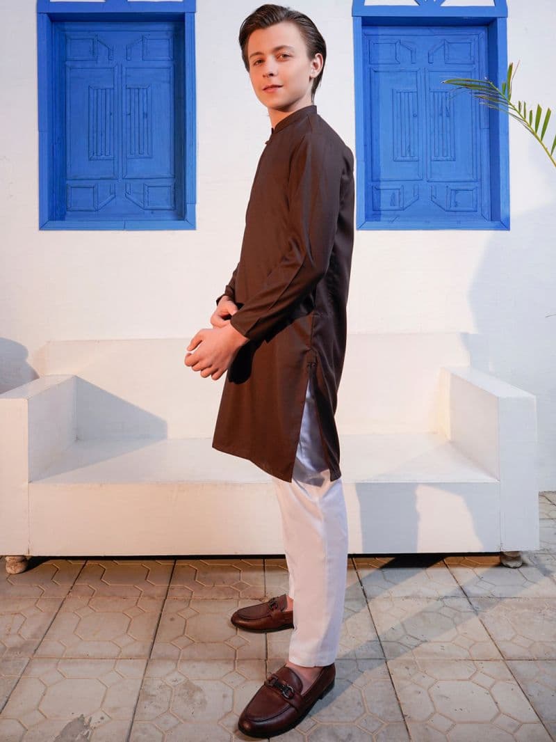 Dark Brown Blended Kurta thumbnail