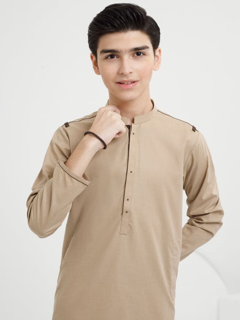 Khaki Blended Kurta thumbnail
