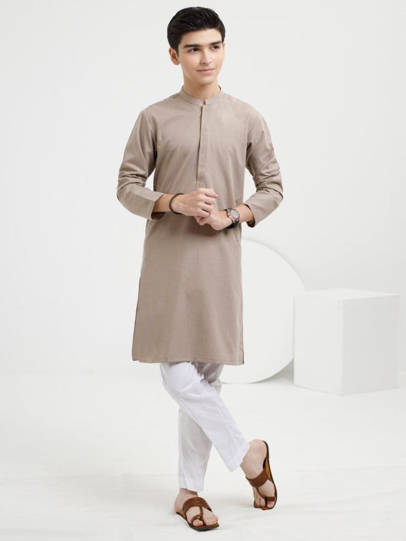 Dark Beige Blended Kurta thumbnail