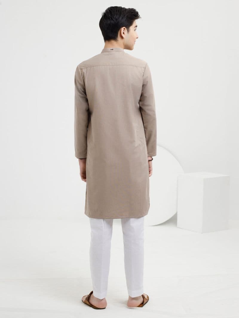 Dark Beige Blended Kurta thumbnail