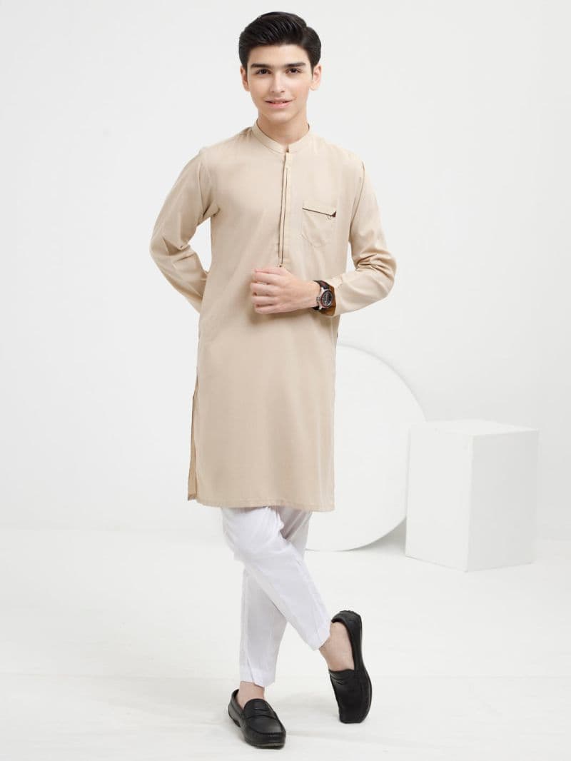Beige Blended Kurta thumbnail