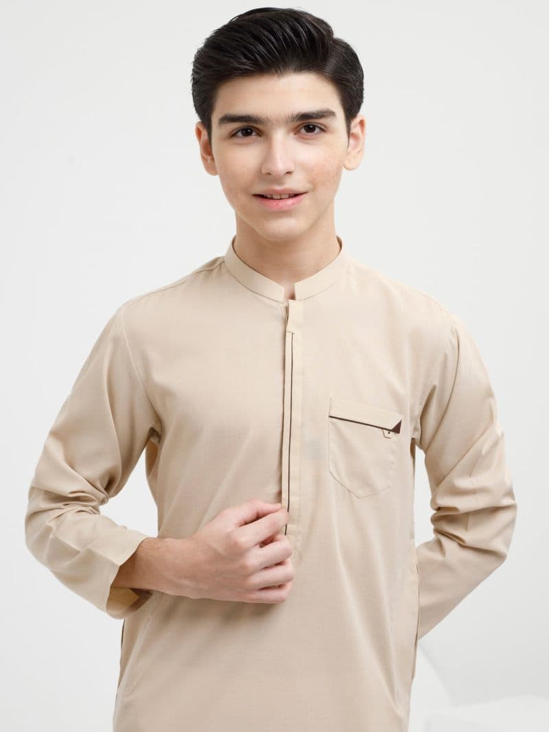 Beige Blended Kurta thumbnail
