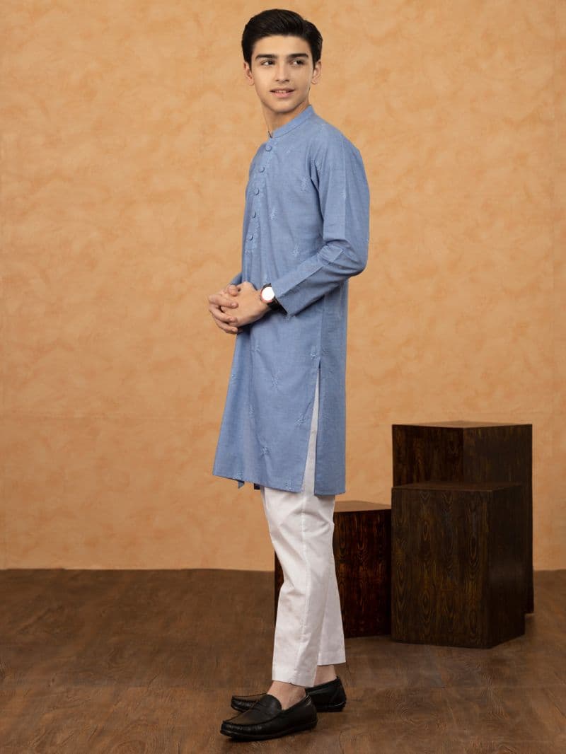 Blue Blended Kurta thumbnail