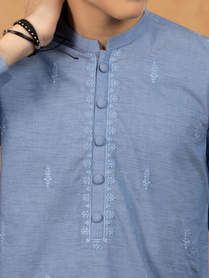 Blue Blended Kurta thumbnail