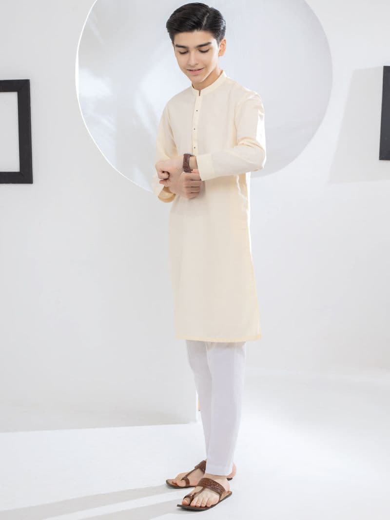 Off White Blended Kurta thumbnail
