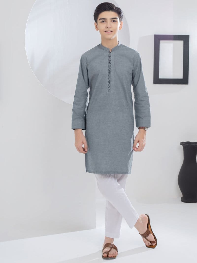 Grey Blended Kurta thumbnail